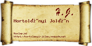 Hortolányi Jolán névjegykártya